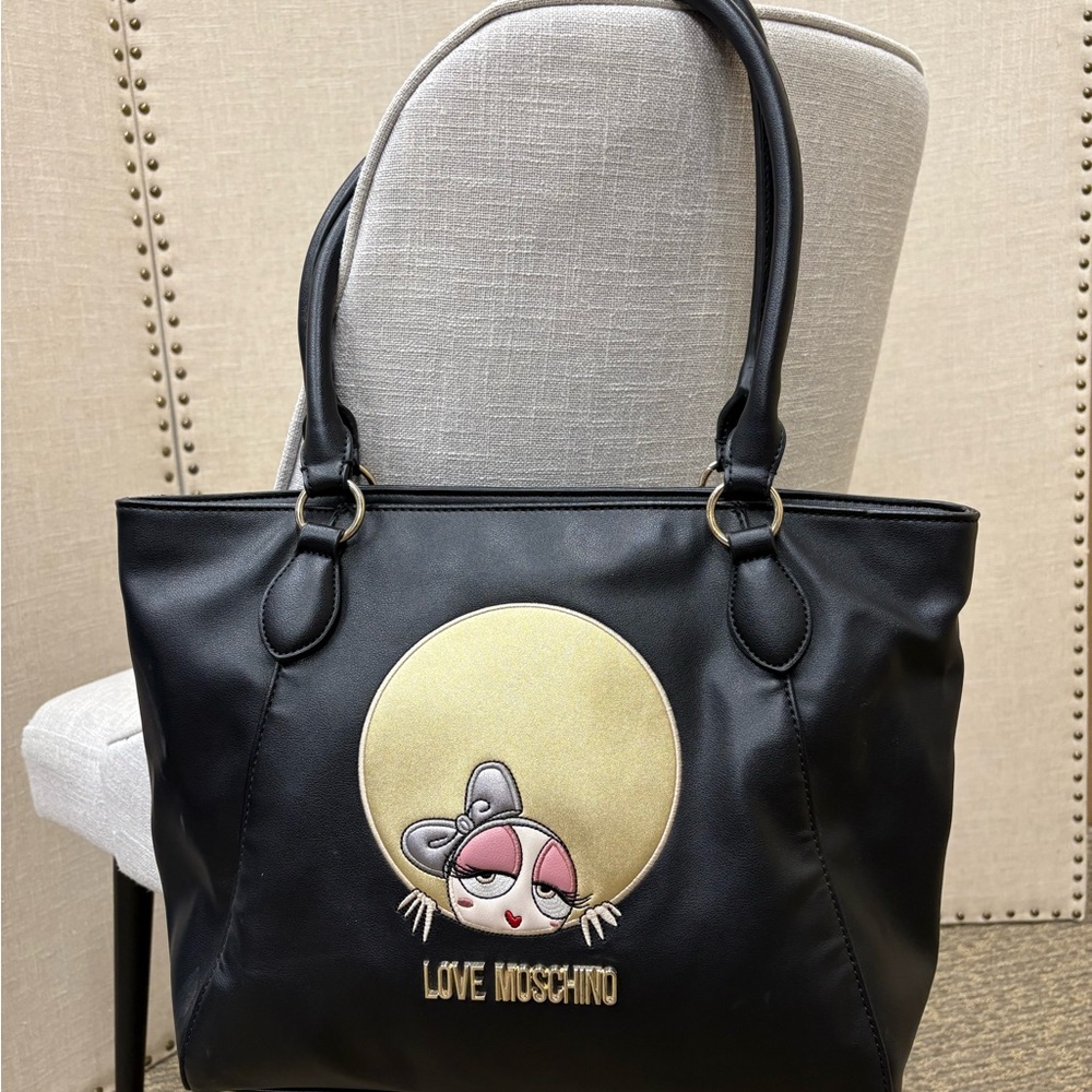 Love Moschino Black and Gold Artistic Tote